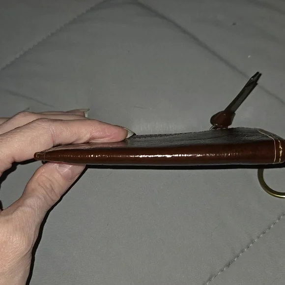 Coach Vintage Mini Skinny wallet with a keyring Dark Brown Leather - Picture 4 of 7